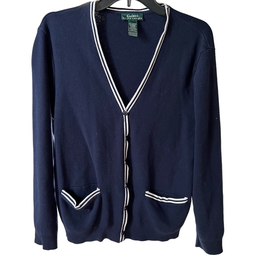 Preppy navy Ralph Lauren cardigan